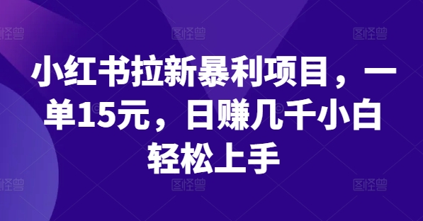 小红书拉新暴利项目，一单15元，日赚几千小白轻松上手【揭秘】-鱼梓小栈