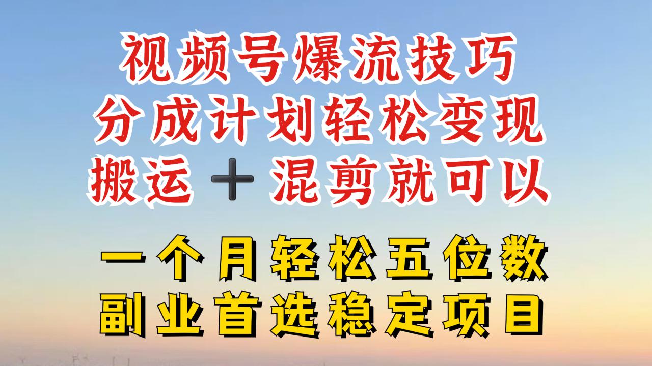 视频号分成最暴力赛道，几分钟出一条原创，最强搬运+混剪新方法，谁做谁爆【揭秘】-鱼梓小栈
