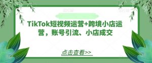 TikTok短视频运营+跨境小店运营,账号引流、小店成交-鱼梓小栈