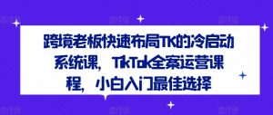 跨境老板快速布局TK的冷启动系统课，TikTok全案运营课程，小白入门最佳选择-鱼梓小栈