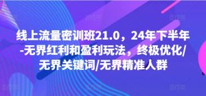 线上流量密训班21.0，24年下半年-无界红利和盈利玩法，终极优化/无界关键词/无界精准人群-鱼梓小栈