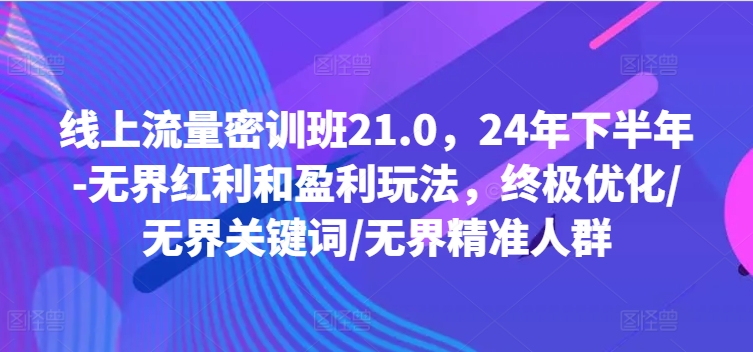 线上流量密训班21.0，24年下半年-无界红利和盈利玩法，终极优化/无界关键词/无界精准人群-鱼梓小栈