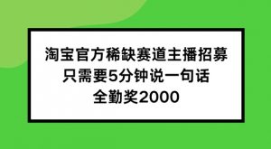 淘宝官方稀缺赛道主播招募 ，只需要5分钟说一句话， 全勤奖2000【揭秘】-鱼梓小栈