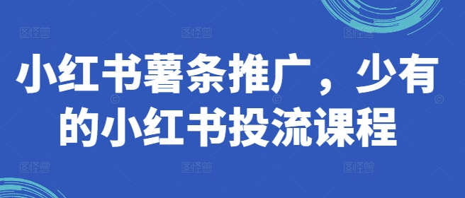 小红书薯条推广，少有的小红书投流课程-鱼梓小栈