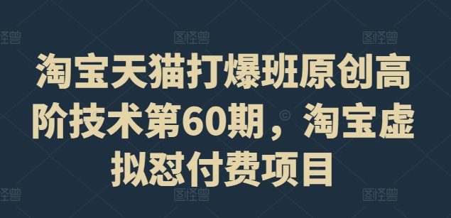淘宝天猫打爆班原创高阶技术第60期，淘宝虚拟怼付费项目-鱼梓小栈