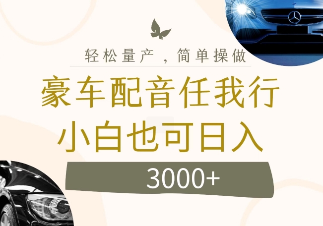 不为人知的暴力小项目，豪车配音，日入几张【揭秘】-鱼梓小栈