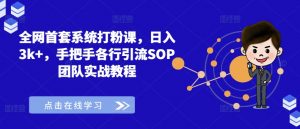 全网首套系统打粉课，日入3k+，手把手各行引流SOP团队实战教程-鱼梓小栈
