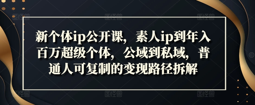 新个体ip公开课，素人ip到年入百万超级个体，公域到私域，普通人可复制的变现路径拆解-鱼梓小栈