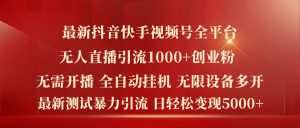 最新抖音快手视频号全平台无人直播引流1000+精准创业粉,日轻松变现5k+【揭秘】-鱼梓小栈