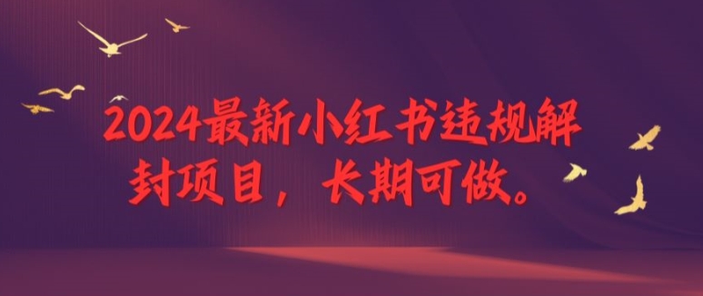 2024最新小红书违规解封项目，长期可做，一个可以做到退休的项目【揭秘】-鱼梓小栈