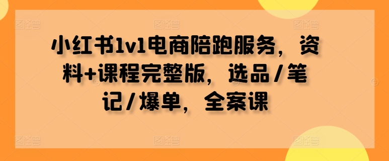 小红书1v1电商陪跑服务，资料+课程完整版，选品/笔记/爆单，全案课-鱼梓小栈