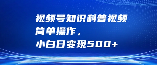 视频号知识科普视频，简单操作，小白日变现500+【揭秘】-鱼梓小栈