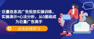 巨量信息流广告投放实操训练，实操演示+心法分析，从0基础成为巨量广告高手-鱼梓小栈