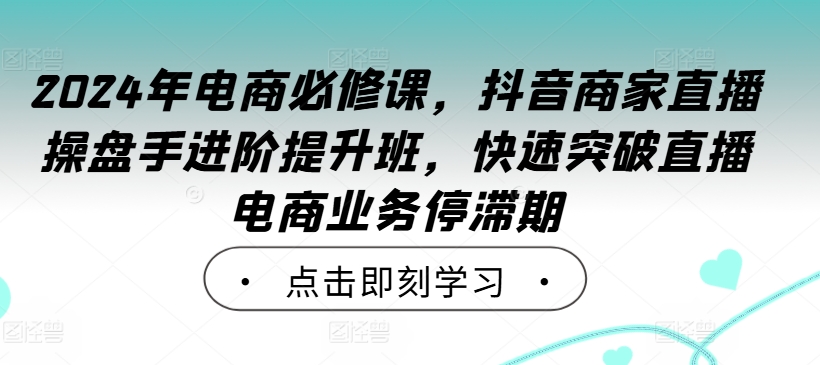 2024年电商必修课，抖音商家直播操盘手进阶提升班，快速突破直播电商业务停滞期-鱼梓小栈