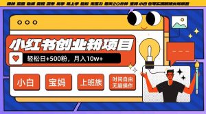 小红书创业粉项目日+500粉,每天20分钟躺赚长尾收益,无脑操作,宝妈,小白抓紧冲【揭秘】-鱼梓小栈