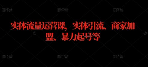 实体流量运营课，实体引流、商家加盟、暴力起号等-鱼梓小栈