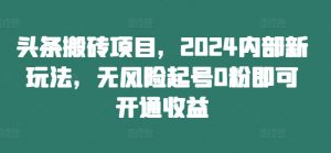 头条搬砖项目,2024内部新玩法,无风险起号0粉即可开通收益-鱼梓小栈