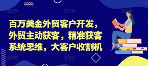 百万美金外贸客户开发,外贸主动获客,精准获客系统思维,大客户收割机-鱼梓小栈