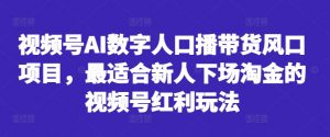 视频号AI数字人口播带货风口项目，最适合新人下场淘金的视频号红利玩法-鱼梓小栈