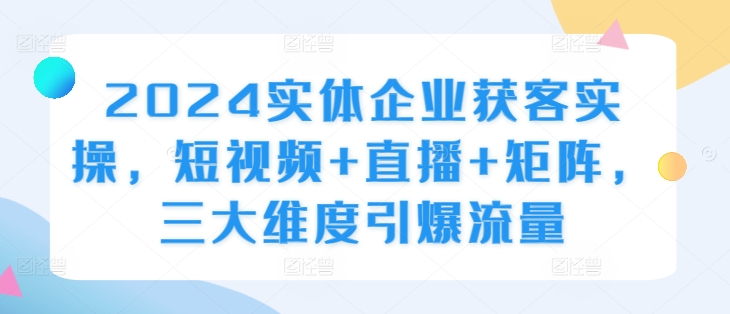 2024实体企业获客实操，短视频+直播+矩阵，三大维度引爆流量-鱼梓小栈