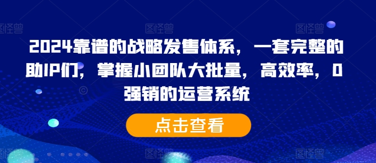 2024靠谱的战略发售体系，一套完整的助IP们，掌握小团队大批量，高效率，0 强销的运营系统-鱼梓小栈