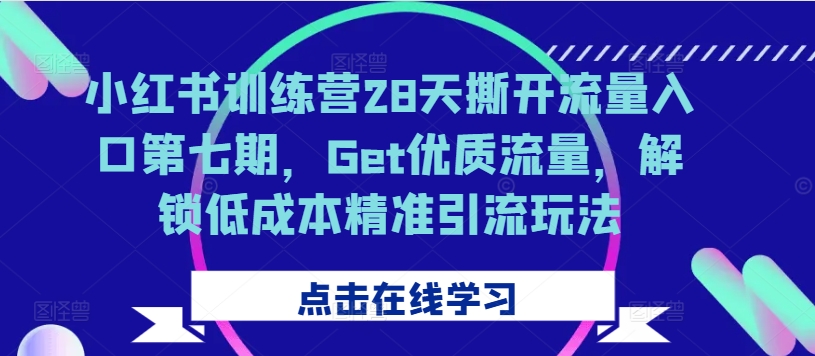 小红书训练营28天撕开流量入口第七期，Get优质流量，解锁低成本精准引流玩法-鱼梓小栈