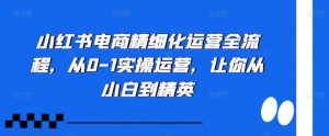 小红书电商精细化运营全流程，从0-1实操运营，让你从小白到精英-鱼梓小栈