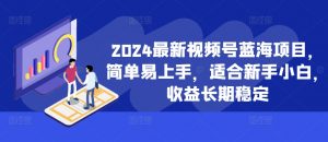 2024最新视频号蓝海项目，简单易上手，适合新手小白，收益长期稳定-鱼梓小栈