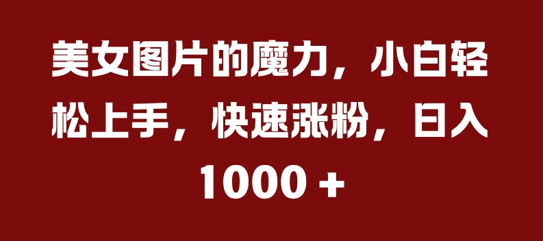 美女图片的魔力，小白轻松上手，快速涨粉，日入几张【揭秘】-鱼梓小栈