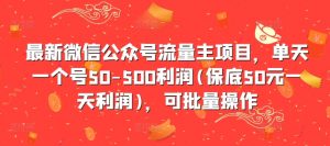 最新微信公众号流量主项目，单天一个号50-500利润(保底50元一天利润)，可批量操作-鱼梓小栈