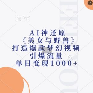 AI神还原《美女与野兽》，打造爆款梦幻视频，引爆流量，单日变现1k-鱼梓小栈