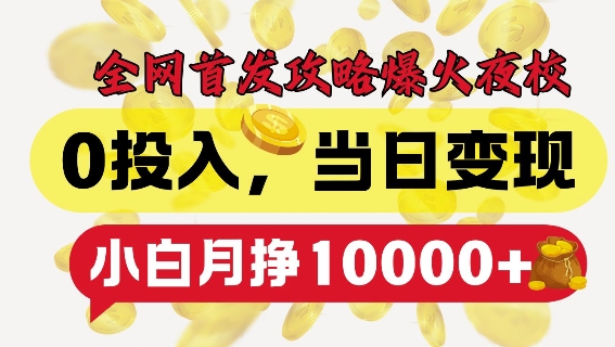 全网首发爆火夜校，0投入，当日变现，小白轻松月入1w+【揭秘】-鱼梓小栈