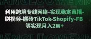 利用跨境专线网络-实现稳定直播-刷视频-搬砖TikTok-Shopify-FB等实现月入2W+【揭秘】-鱼梓小栈