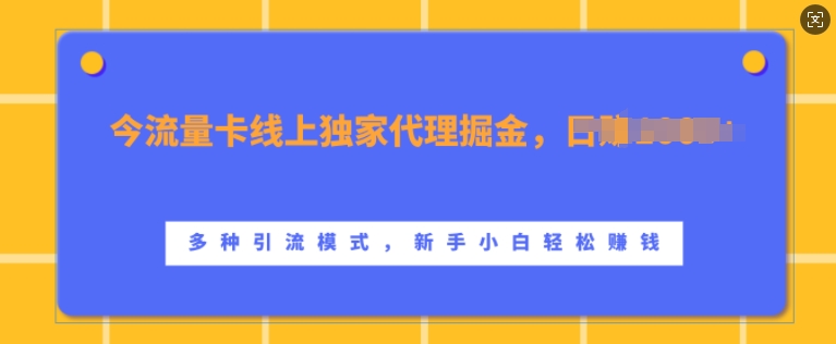 流量卡线上独家代理掘金，日入1k+ ，多种引流模式，新手小白轻松上手【揭秘】-鱼梓小栈