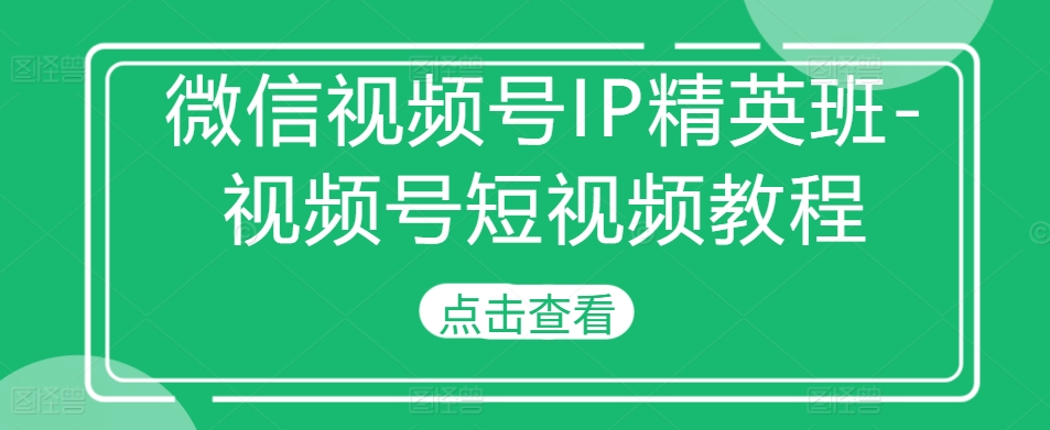 微信视频号IP精英班-视频号短视频教程-鱼梓小栈