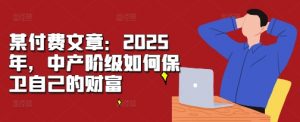 某付费文章：2025年，中产阶级如何保卫自己的财富-鱼梓小栈