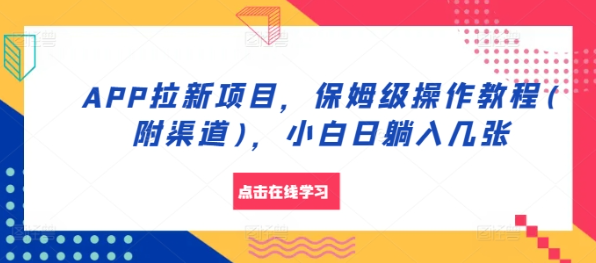 APP拉新项目，保姆级操作教程(附渠道)，小白日躺入几张【揭秘】-鱼梓小栈