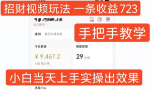 招财视频玩法，一条视频收益723，手把手教学，小白当天可上手-鱼梓小栈