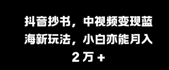 抖音抄书，中视频变现蓝海新玩法，小白亦能月入 过W【揭秘】-鱼梓小栈