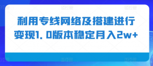 利用专线网络及搭建进行变现1.0版本稳定月入2w+【揭秘】-鱼梓小栈