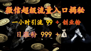 微信超级流量入口揭秘:一小时引流 99 + 创业粉,日涨粉 999 +-鱼梓小栈