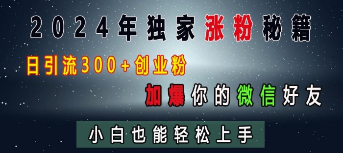 2024年独家涨粉秘籍，日引流300+创业粉，加爆你的微信好友，小白也能轻松上手-鱼梓小栈