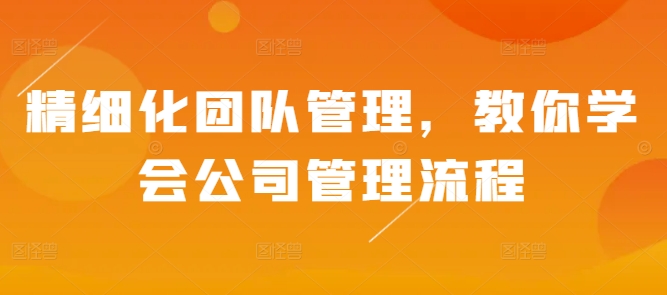 精细化团队管理，教你学会公司管理流程-鱼梓小栈