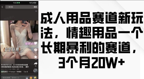 成人用品赛道新玩法，情趣用品一个长期暴利的赛道，3个月收益20个【揭秘】-鱼梓小栈
