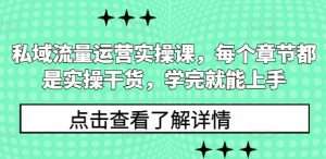 私域流量运营实操课,每个章节都是实操干货,学完就能上手-鱼梓小栈