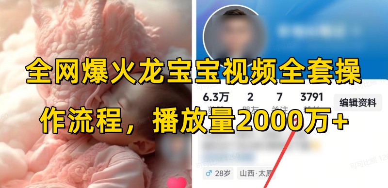 全网爆火龙宝宝视频全套操作流程，播放量2000万+-鱼梓小栈