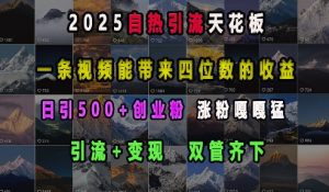 2025自热引流天花板，一条视频能带来四位数的收益，引流+变现双管齐下，日引500+创业粉，涨粉嘎嘎猛-鱼梓小栈