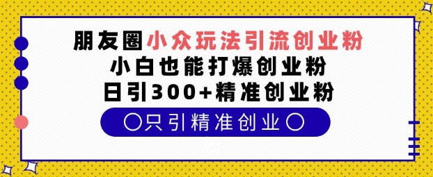 朋友圈小众玩法引流创业粉，小白也能打爆创业粉，日引300+精准创业粉【揭秘】-鱼梓小栈