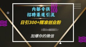 内部招聘渠道日引流300+创业粉,加爆你的微信【揭秘】-鱼梓小栈