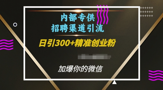 内部招聘渠道日引流300+创业粉，加爆你的微信【揭秘】-鱼梓小栈